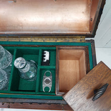 Load image into Gallery viewer, Humidor Whiskey/Cigar Mini Bar partial top view open top
