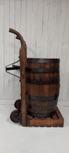 Load image into Gallery viewer, Whiskey Barrel Delivery Bar Cart side view
