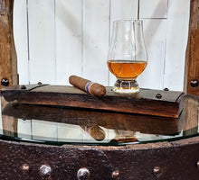 Load image into Gallery viewer, Glencairn Whiskey Glass and Diagonal Cigar Coaster frontal close up with props
