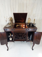 Load image into Gallery viewer, 1923 Sonora Louis XV Phonograph Mini Bar Media - Bar front with all doors open
